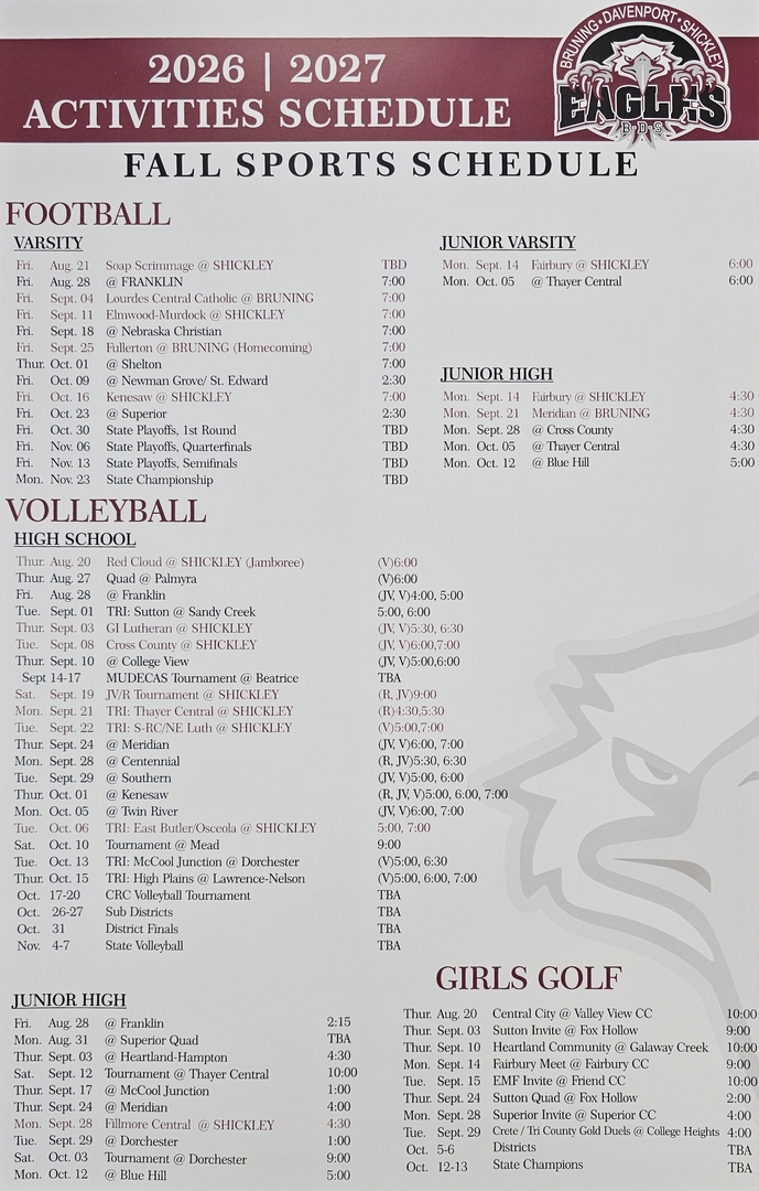 Athletic Calendar 26-27